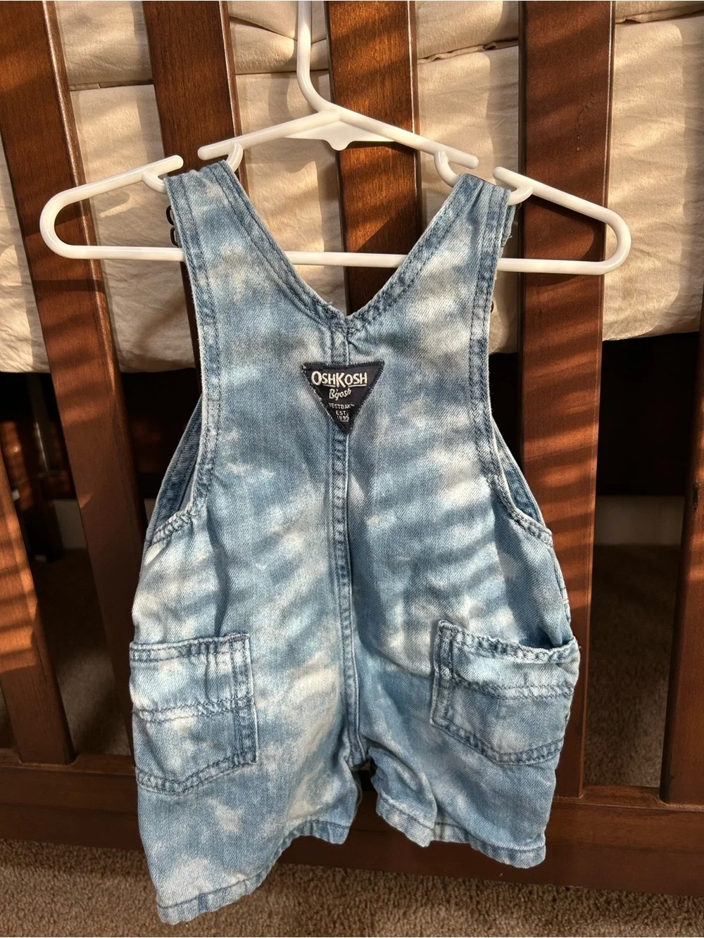 OshKosh B'gosh Light Blue Denim Shortall with Flag Patch